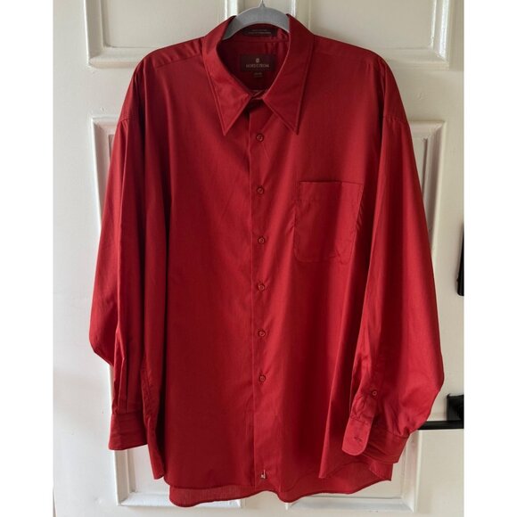 Nordstrom Mens Red Button Up Shirt Size XL Long Sleeve Cotton Vintage - Picture 1 of 9